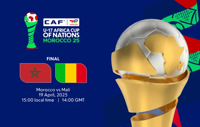 Finale de la CAN U17 CAF TotalEnergies entre le Maroc et le Mali : coup d’envoi à 15h00 le samedi 19 avril.